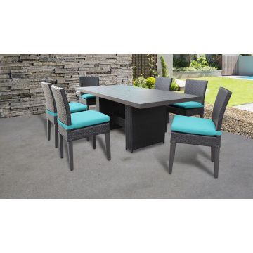 Premier Rectangular Outdoor Patio Dining Table with 6 Armless Chairs