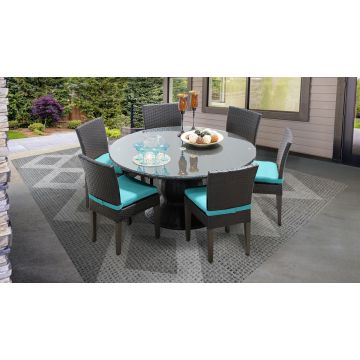 Bermuda 60 Inch Outdoor Patio Dining Table with 6 Armless Chairs