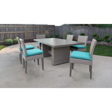Catalina Rectangular Outdoor Patio Dining Table with 6 Armless Chairs