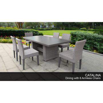 Catalina Rectangular Outdoor Patio Dining Table with 6 Armless Chairs