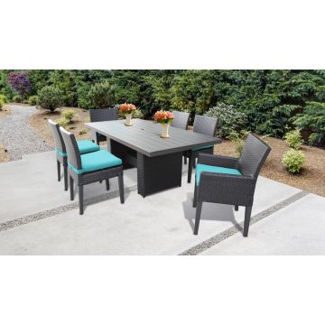 Bermuda Rectangular Outdoor Patio Dining Table with 4 Armless Chairs and 2 Chairs w/ Arms