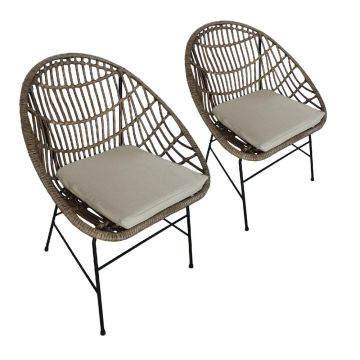 TK Classics Outdoor Arm Chairs with Cushions, Set of 2