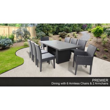 Premier Rectangular Outdoor Patio Dining Table With 6 Armless Chairs And 2 Chairs W/ Arms