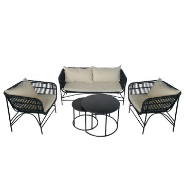 TK Classics 4 Piece Outdoor Wicker Conversation Set with Cushions