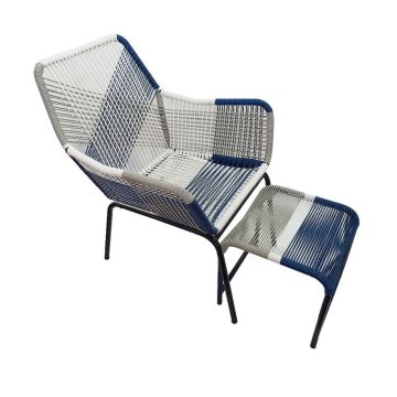 TK Classics Outdoor Wicker Contemporary Lounge Chair with Ottoman