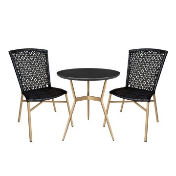 TK Classics 3 Piece Outdoor Dining Set with Tapered Legs