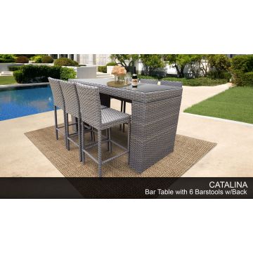 Catalina Bar Table Set With Barstools 7 Piece Outdoor Wicker Patio Furniture
