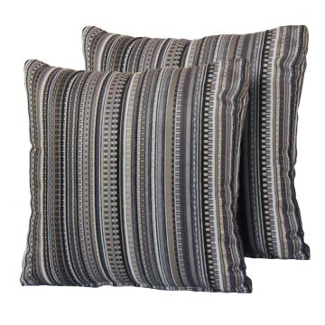 Black Stripe Outdoor Throw Pillows Square Set of 2