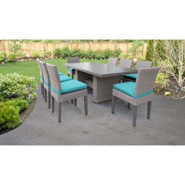 Hampton Rectangular Outdoor Patio Dining Table with 8 Armless Chairs