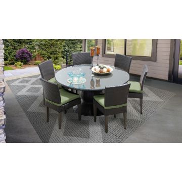 Bermuda 60 Inch Outdoor Patio Dining Table with 6 Armless Chairs