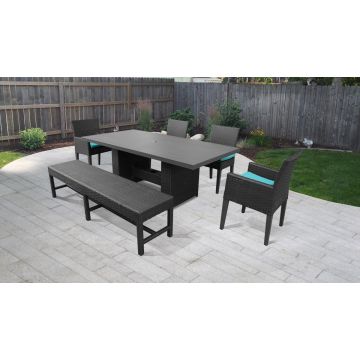 Bermuda Rectangular Outdoor Patio Dining Table With 4 Chairs and 1 Bench