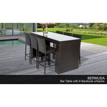 Bermuda Bar Table Set With Barstools 7 Piece Outdoor Wicker Patio Furniture