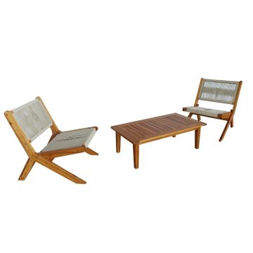 TK Classics 3 Piece Acacia Conversation Set with Folding Seating