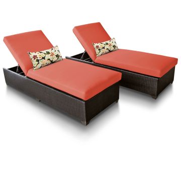Classic Chaise Set of 2 Outdoor Wicker Patio Furniture