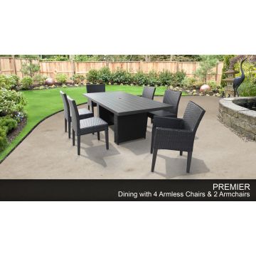 Premier Rectangular Outdoor Patio Dining Table with 4 Armless Chairs and 2 Chairs w/ Arms