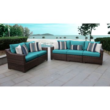 kathy ireland River Brook 5 Piece Outdoor Wicker Patio Furniture Set 05a