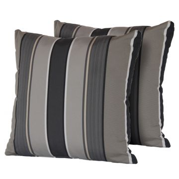 Grey Mix Stripe Outdoor Throw Pillows Square Set of 2