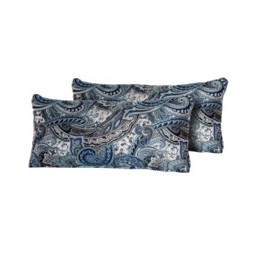 Paisley Indigo Outdoor Throw Pillows Rectangle Set of 2