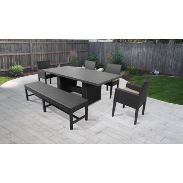 Premier Rectangular Outdoor Patio Dining Table With 4 Chairs and 1 Bench