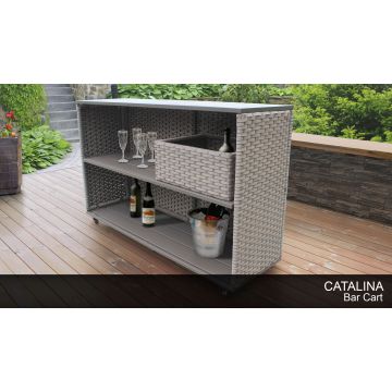 Catalina Bar Cart with Basket Outdoor Wicker Patio Furniture