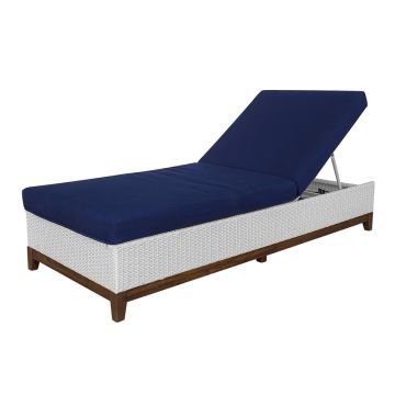 TK Classics Outdoor Wicker Chaise Lounge with Acacia Base