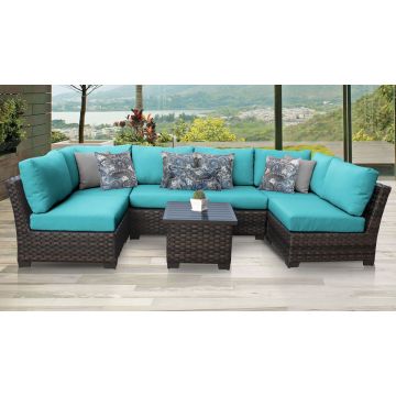 kathy ireland River Brook 7 Piece Outdoor Wicker Patio Furniture Set 07c