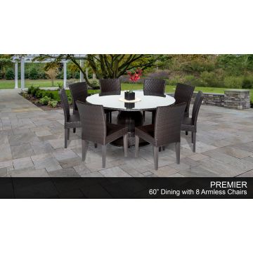 Premier 60 Inch Outdoor Patio Dining Table with 8 Armless Chairs