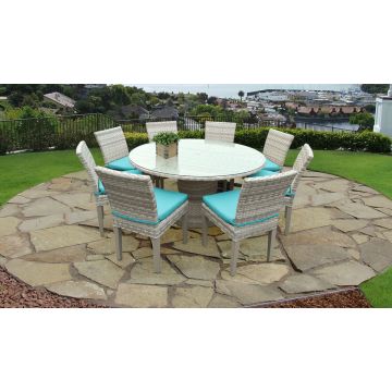 New Haven 60 Inch Outdoor Patio Dining Table With 8 Chairs