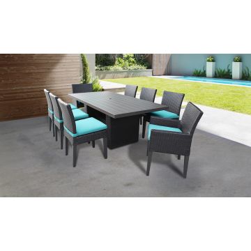 Bermuda Rectangular Outdoor Patio Dining Table With 6 Armless Chairs And 2 Chairs W/ Arms