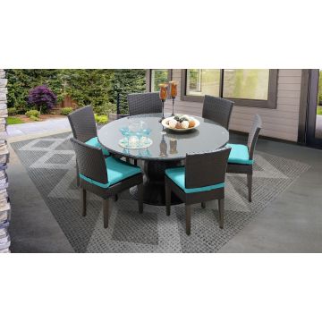 Premier 60 Inch Outdoor Patio Dining Table with 6 Armless Chairs