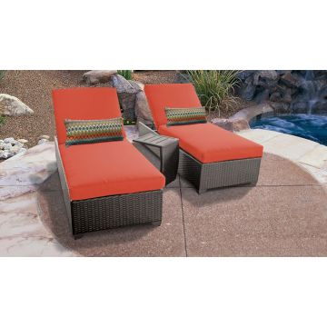 Bermuda Chaise Set of 2 Outdoor Wicker Patio Furniture With Side Table