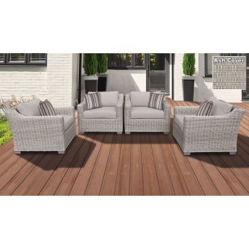 Pacific 4 Piece Outdoor Wicker Patio Furniture Set 04b