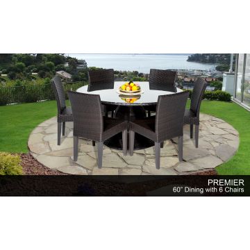 Premier 60 Inch Outdoor Patio Dining Table with 6 Armless Chairs