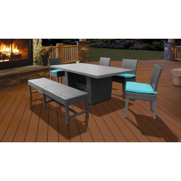 Premier Rectangular Outdoor Patio Dining Table With 4 Chairs and 1 Bench