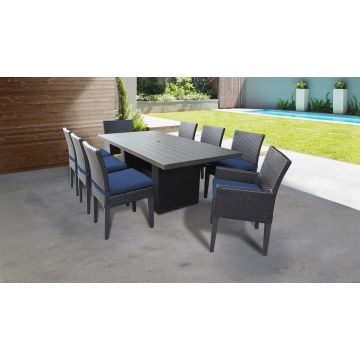 Bermuda Rectangular Outdoor Patio Dining Table With 6 Armless Chairs And 2 Chairs W/ Arms