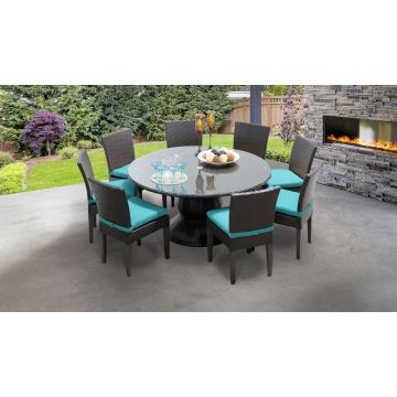 Premier 60 Inch Outdoor Patio Dining Table with 8 Armless Chairs