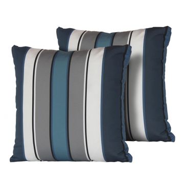 Captains Blue Stripe Outdoor Throw Pillows Square Set of 2