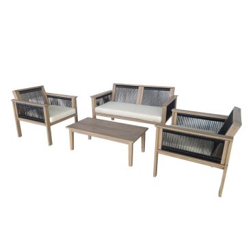 4-Piece Acasia Conversation Set with Cushions