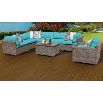 Hampton 8 Piece Outdoor Wicker Patio Furniture Set 08b