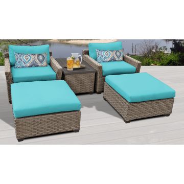 Hampton 5 Piece Outdoor Wicker Patio Furniture Set 05a