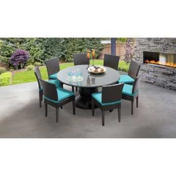 Bermuda 60 Inch Outdoor Patio Dining Table with 8 Armless Chairs