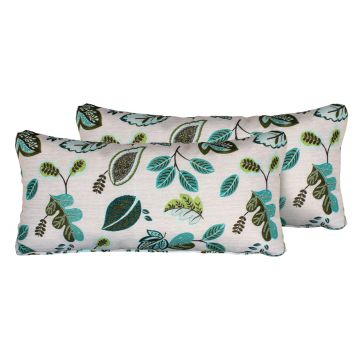 Green Leaf Outdoor Throw Pillows Rectangle Set of 2