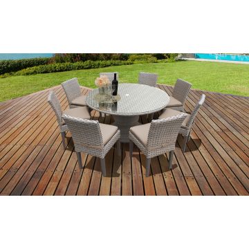 Catalina 60 Inch Outdoor Patio Dining Table with 8 Armless Chairs